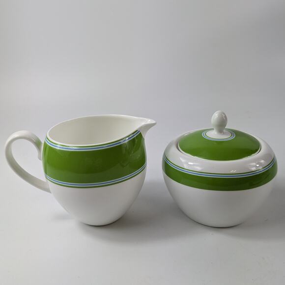 kate spade Other - Kate Spade x Lenox Creamer Sugar Set Cays Stripe Green Bone China Designer Home